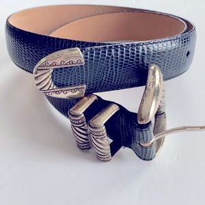 Brighton croc embossed belt silver tone accents